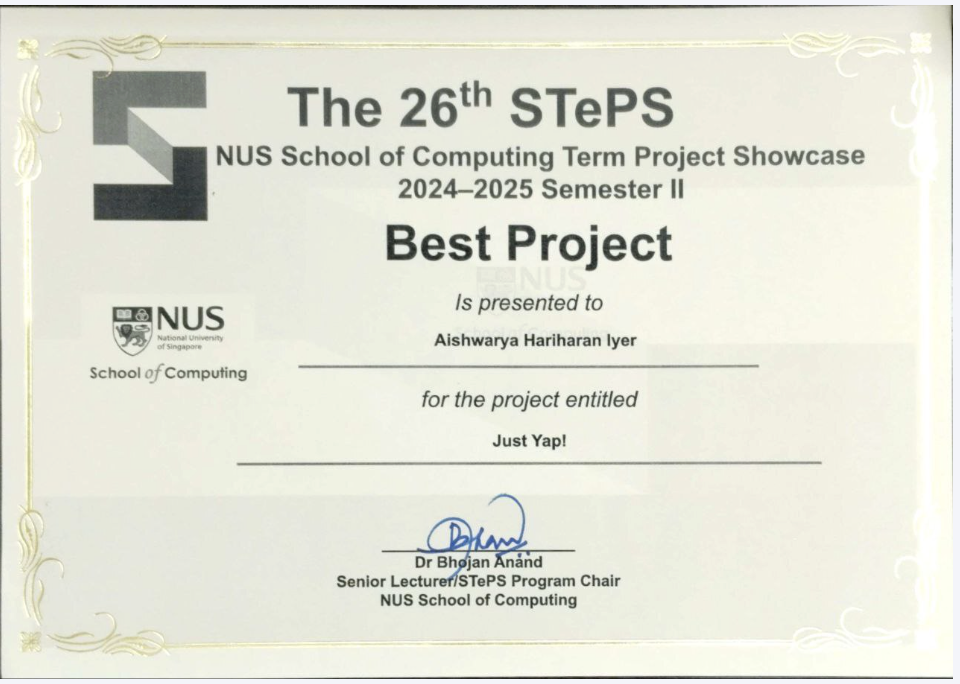 Best Project Award – CS3203