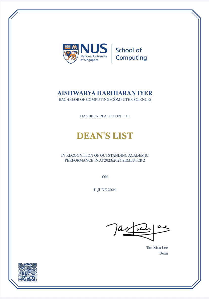 Dean’s List (June, 2024)