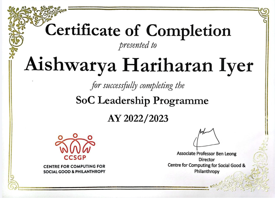 SoC Leadership Programme Certificate of Completion